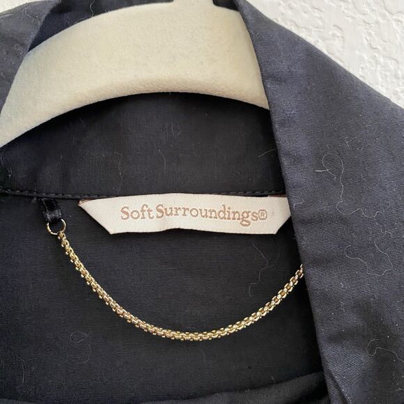 Soft‎ Surroundings Black High Collar Tunic Button Up Blouse Top M Cotton Blend - Picture 3 of 11